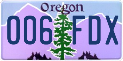 OR license plate 006FDX