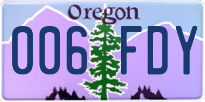 OR license plate 006FDY