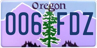 OR license plate 006FDZ
