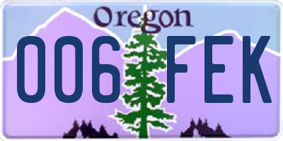 OR license plate 006FEK