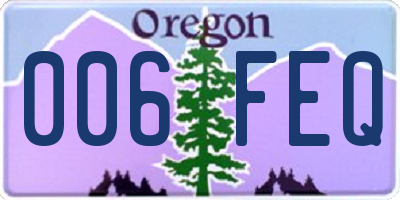 OR license plate 006FEQ