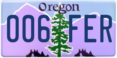 OR license plate 006FER