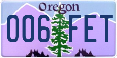 OR license plate 006FET
