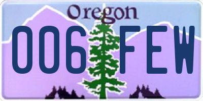 OR license plate 006FEW
