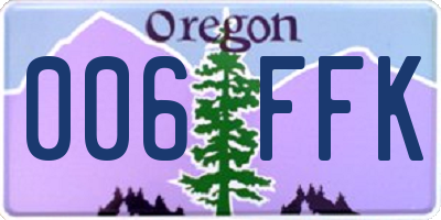 OR license plate 006FFK