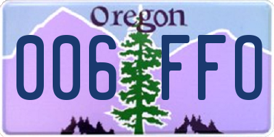 OR license plate 006FFO