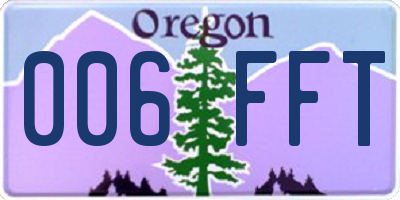 OR license plate 006FFT