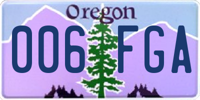 OR license plate 006FGA