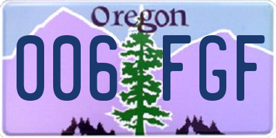 OR license plate 006FGF