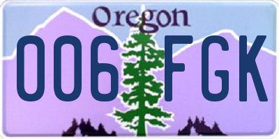 OR license plate 006FGK