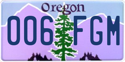 OR license plate 006FGM