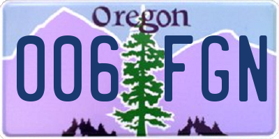 OR license plate 006FGN