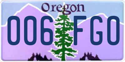 OR license plate 006FGO