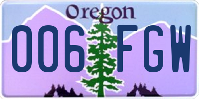 OR license plate 006FGW
