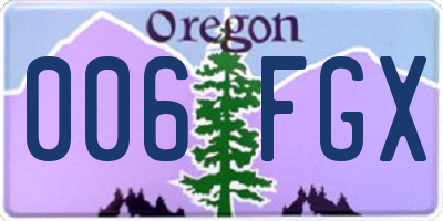 OR license plate 006FGX