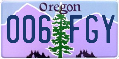 OR license plate 006FGY