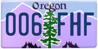 OR license plate 006FHF