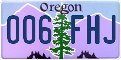OR license plate 006FHJ