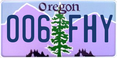 OR license plate 006FHY