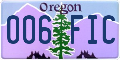OR license plate 006FIC