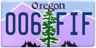 OR license plate 006FIF