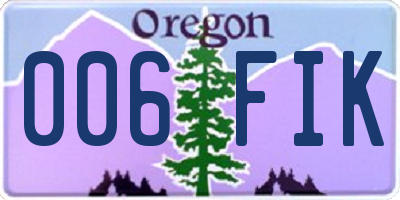 OR license plate 006FIK