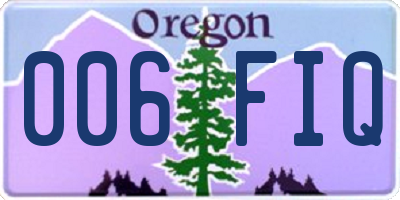 OR license plate 006FIQ