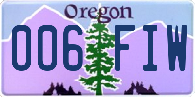 OR license plate 006FIW