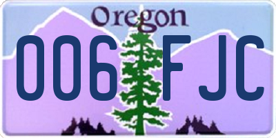 OR license plate 006FJC