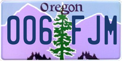 OR license plate 006FJM