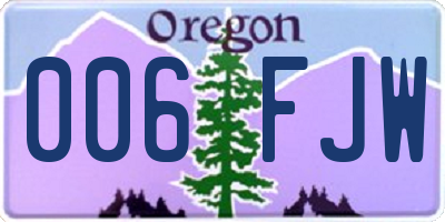 OR license plate 006FJW