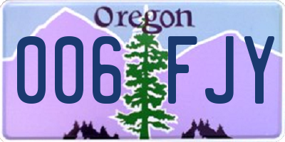 OR license plate 006FJY