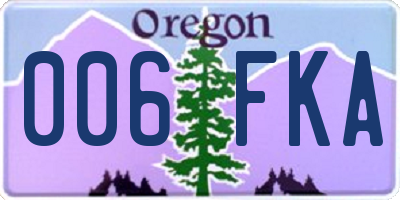 OR license plate 006FKA