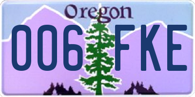 OR license plate 006FKE