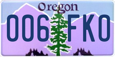 OR license plate 006FKO