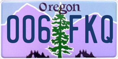 OR license plate 006FKQ
