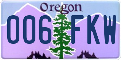 OR license plate 006FKW