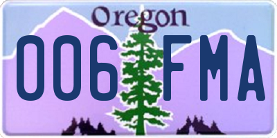 OR license plate 006FMA