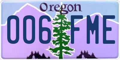 OR license plate 006FME