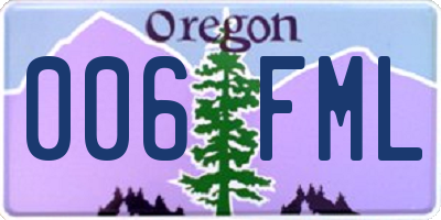 OR license plate 006FML