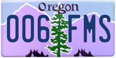 OR license plate 006FMS