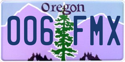 OR license plate 006FMX