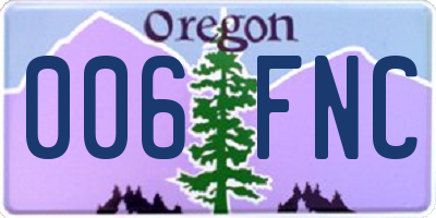 OR license plate 006FNC