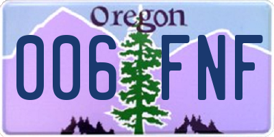OR license plate 006FNF