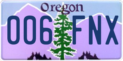 OR license plate 006FNX