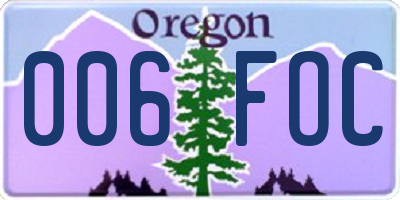 OR license plate 006FOC