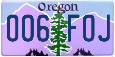 OR license plate 006FOJ