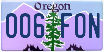 OR license plate 006FON