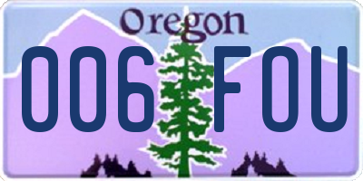 OR license plate 006FOU