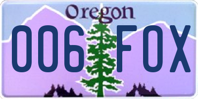 OR license plate 006FOX